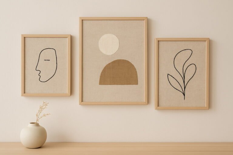 DIY Minimalist Wall Art Using Leftover Linen